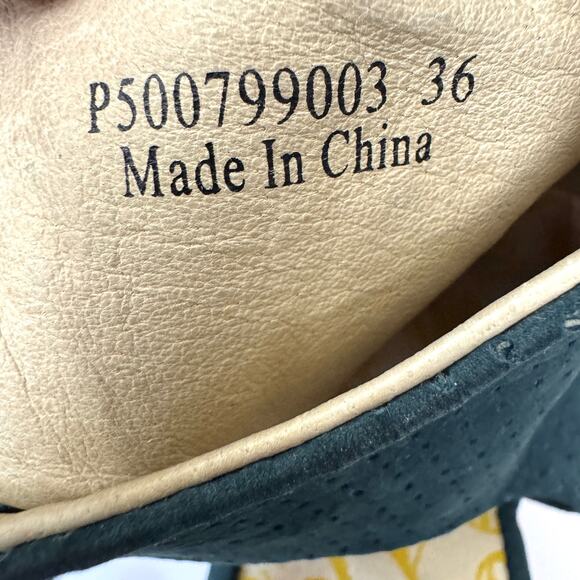 Fly London Womens Perforated Peep Toe Wedge Size 36 / 5.5-6 Suede Leather Blue - Picture 10 of 10